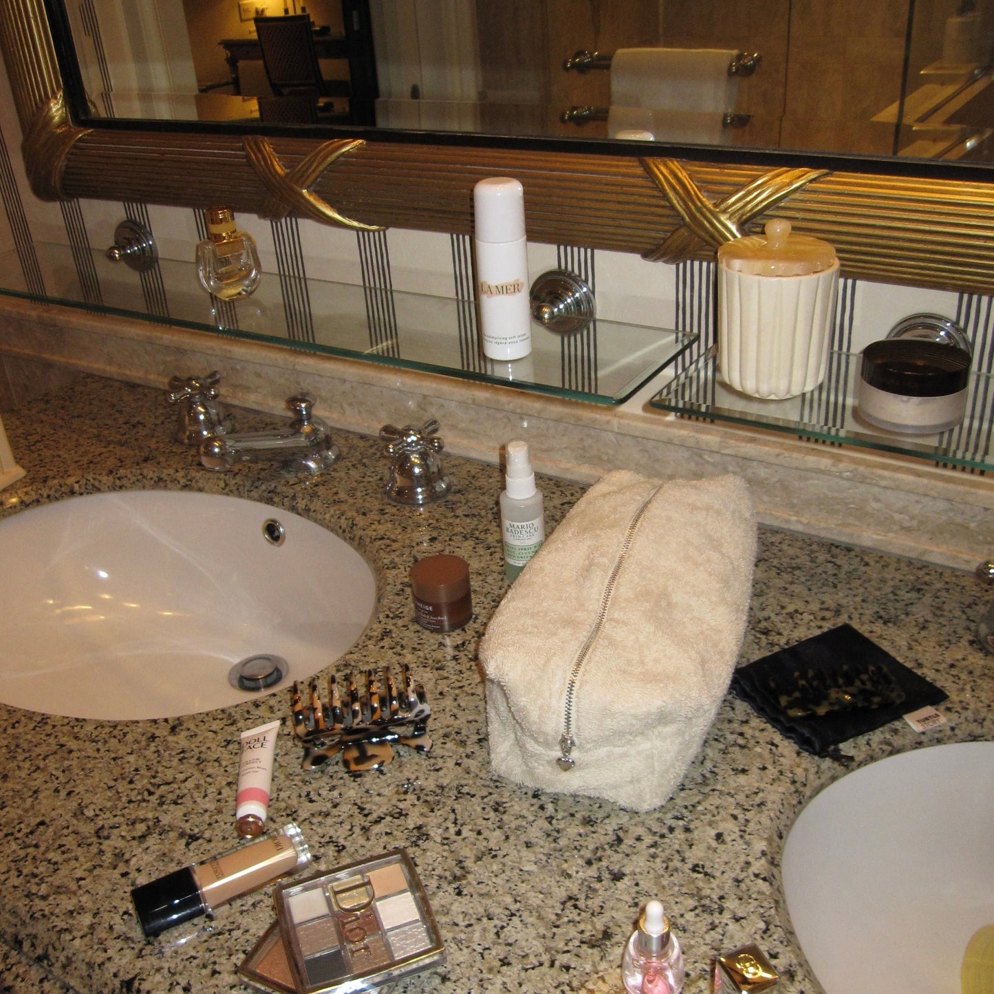 Terry Beige Cosmetic Bag