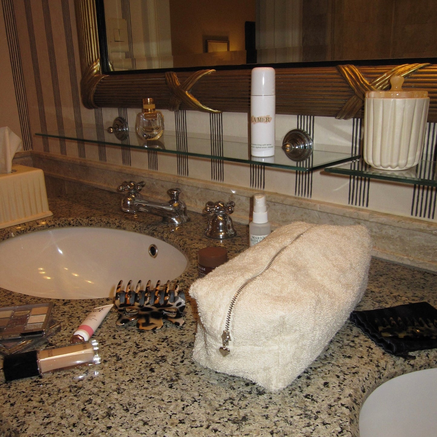 Terry Beige Cosmetic Bag