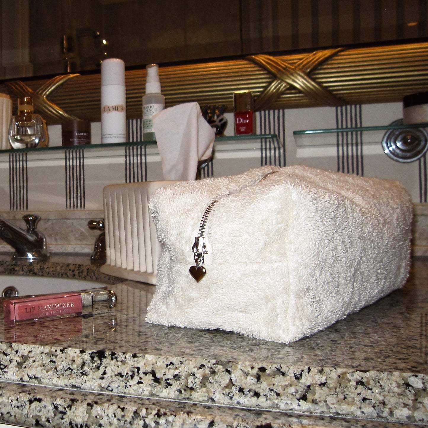 Terry Beige Cosmetic Bag