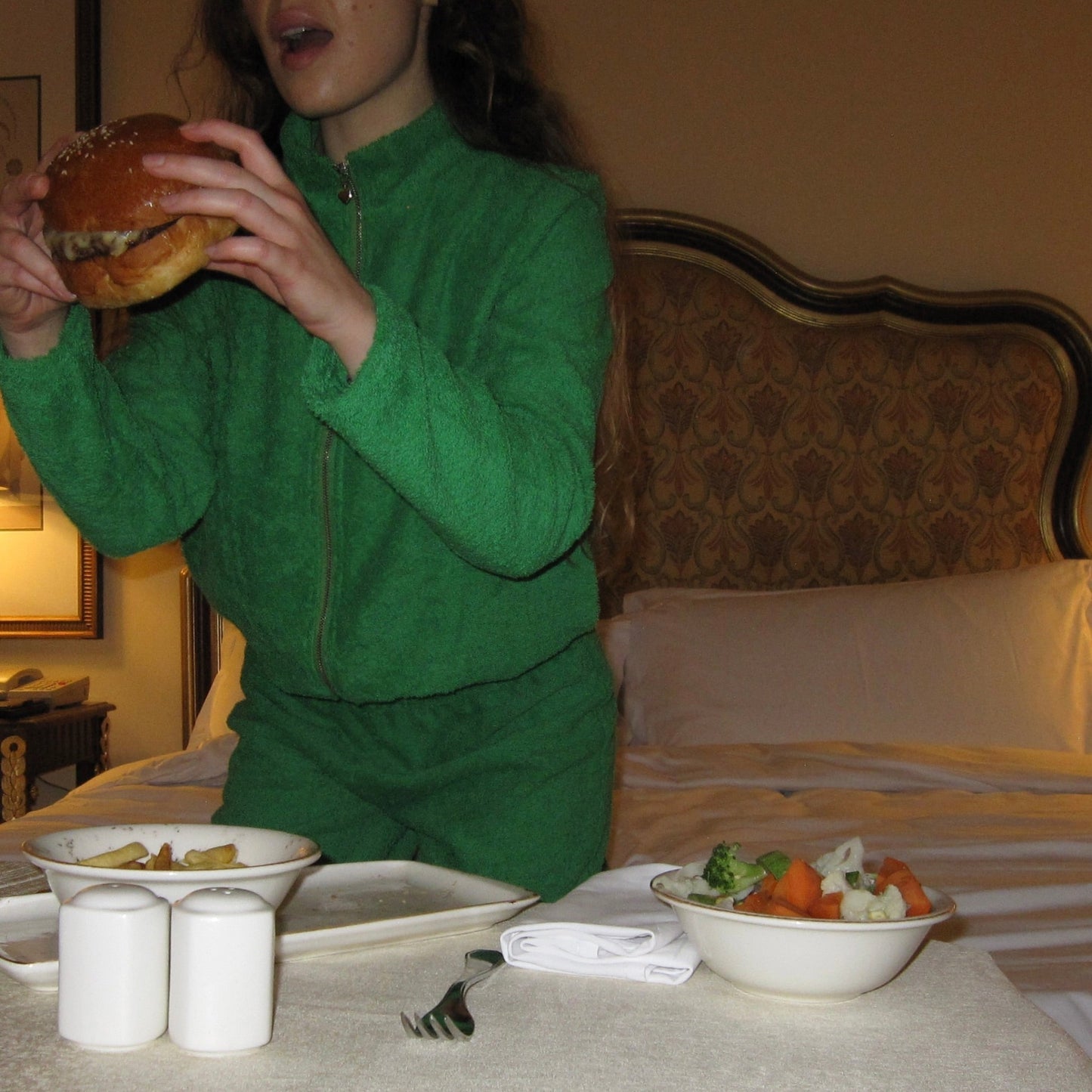 Cute Terry Zip Up Jacket Green