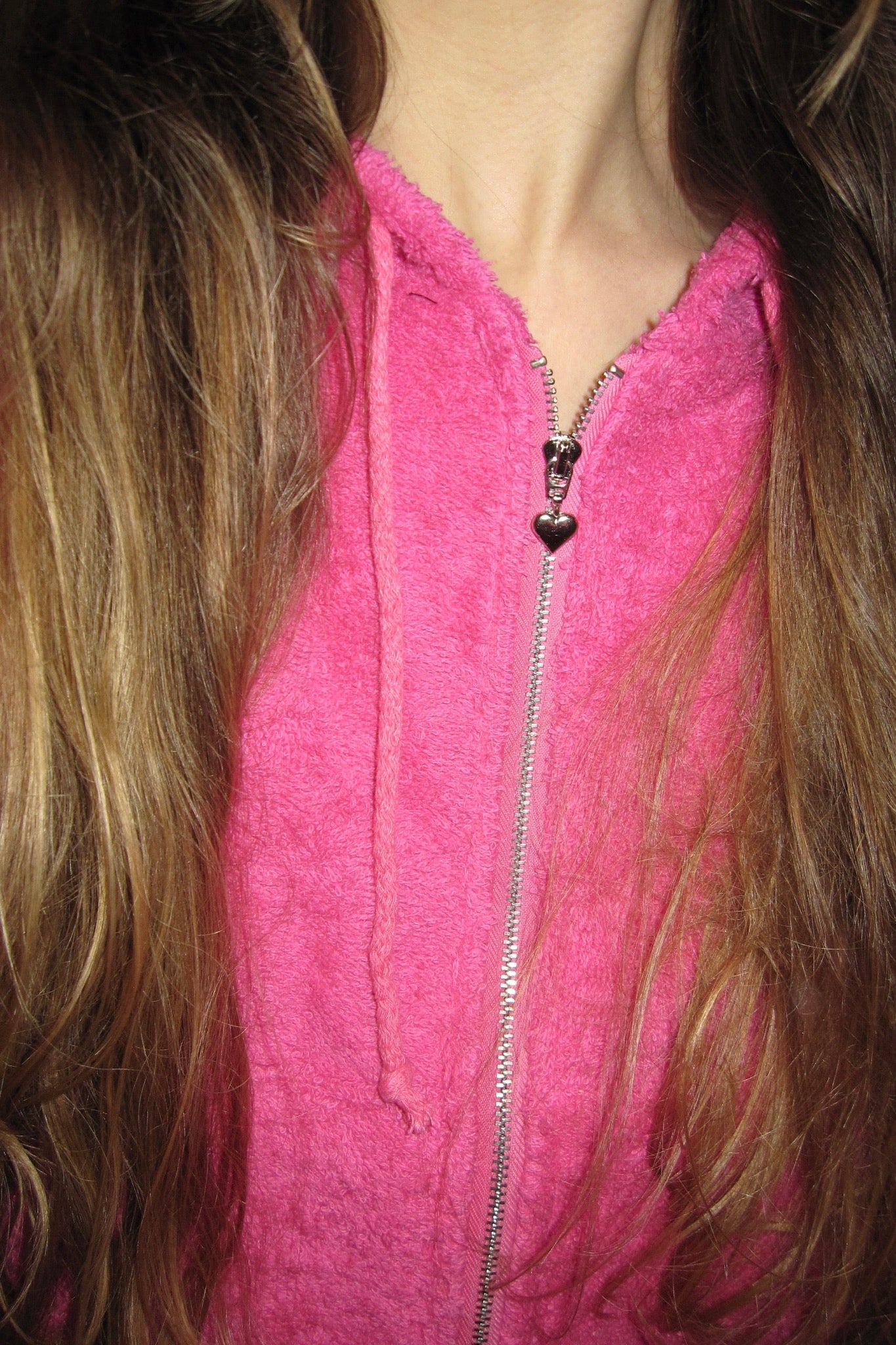 Cute Terry Zip Up Hoodie Pink