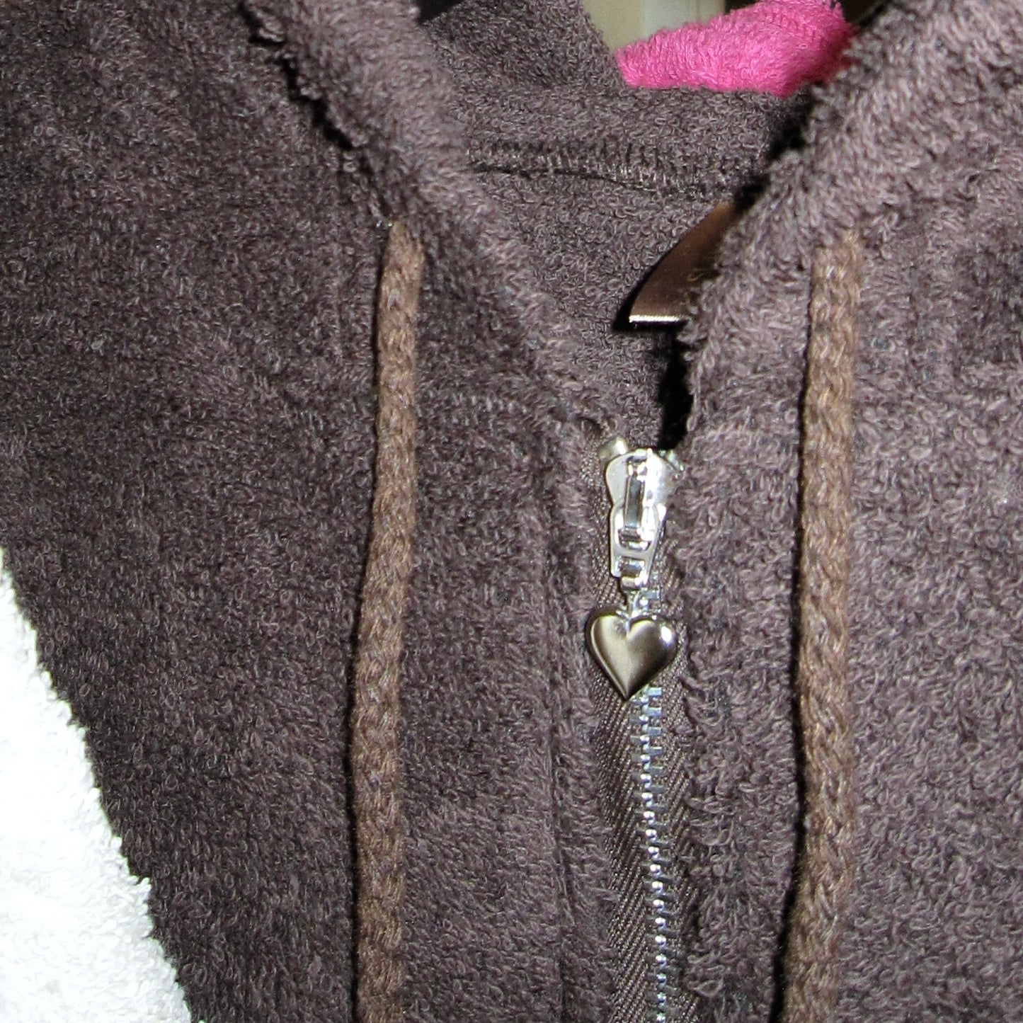 Cute Terry Zip Up Hoodie Brown