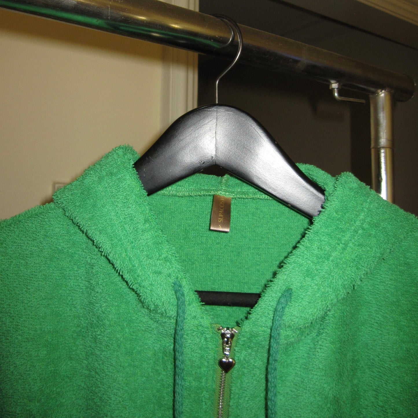 Cute Terry Zip Up Hoodie Green