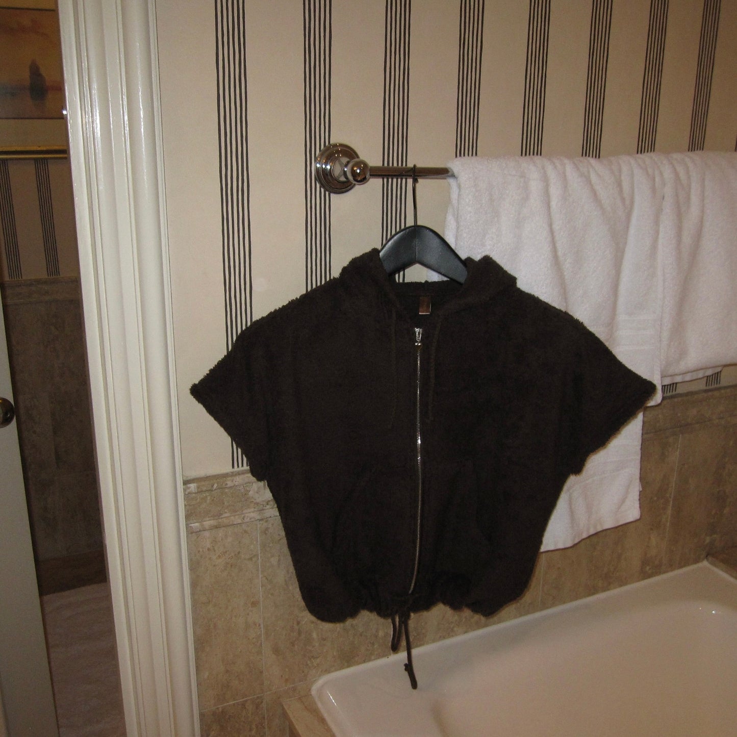 Cute Terry Zip Up Hoodie Brown