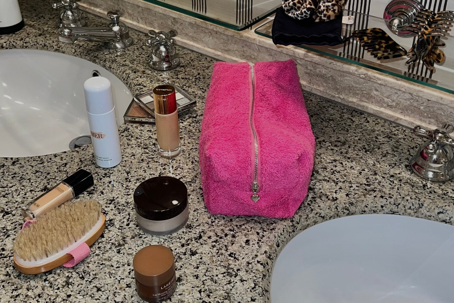 Terry Pink Cosmetic Bag