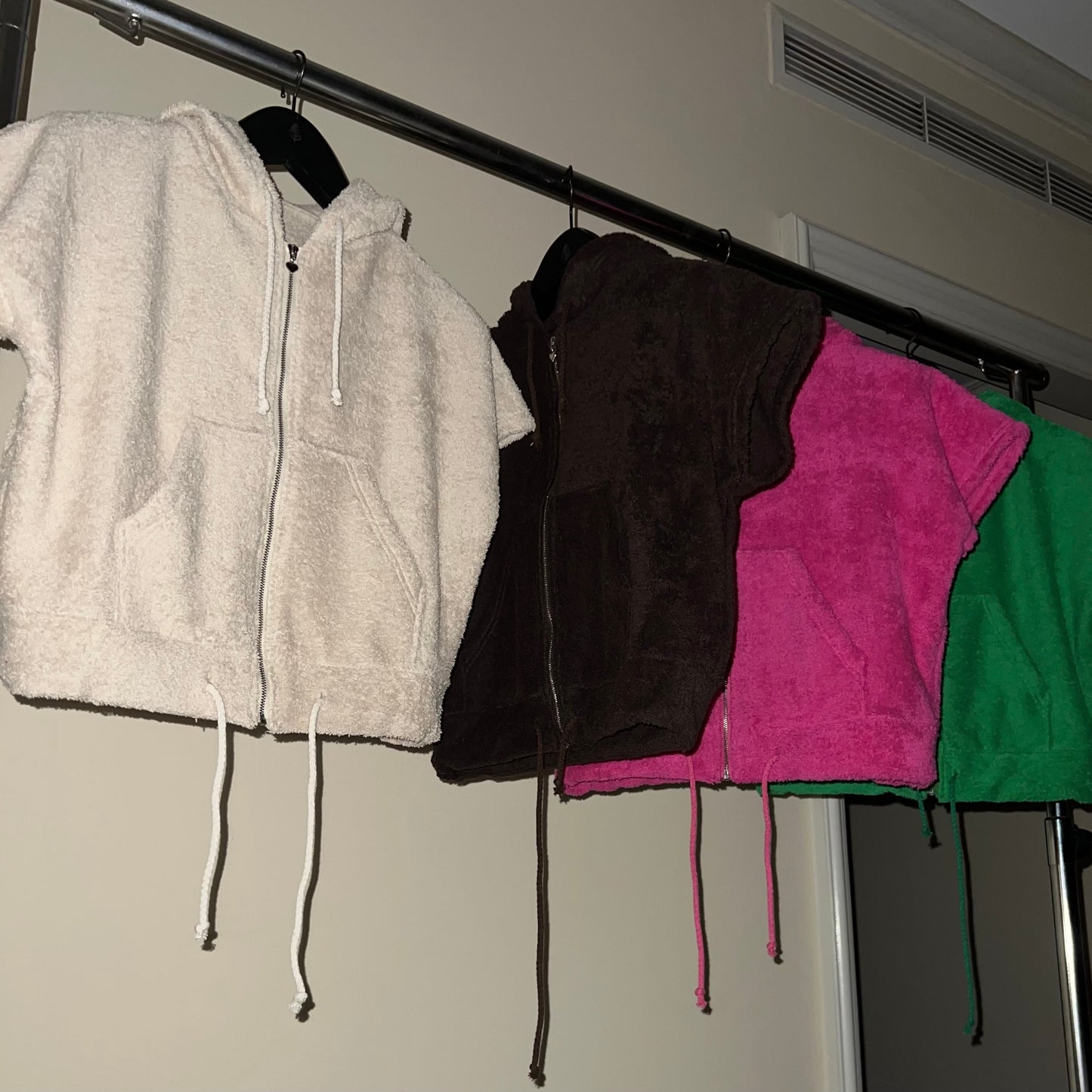 Cute Terry Zip Up Hoodie Brown