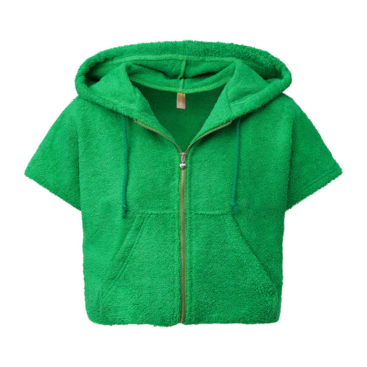 Cute Terry Zip Up Hoodie Green