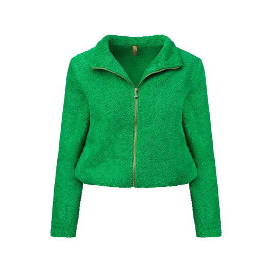 Cute Terry Zip Up Jacket Green